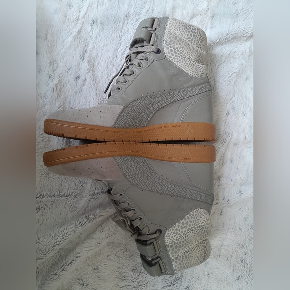 Puma Sky II Contact Hi Top Shoes Grey Suede High Double Strap Women’s Size 9.5 - Picture 5 of 11